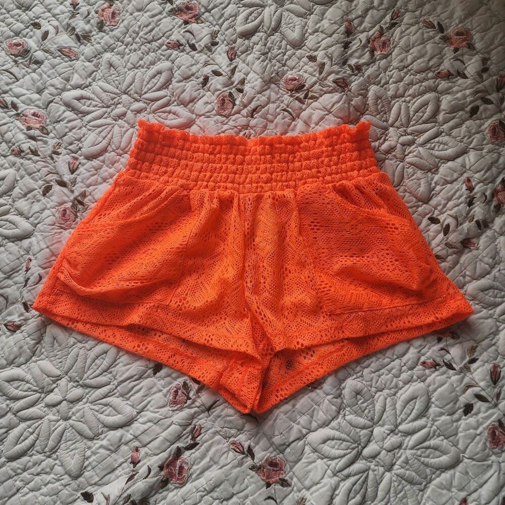 Ocean Pacific (OP) Neon Orange Lace Swim Cover-Up Shorts Size M